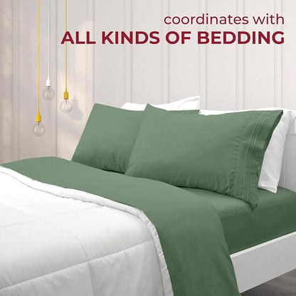 Mellanni Pillow Cases - Luxury, Extra Soft, Cooling Pillow Covers - 2 PC Iconic Collection Pillowcases - Envelope Closure (Standard/Queen 20" x 30", Sage)