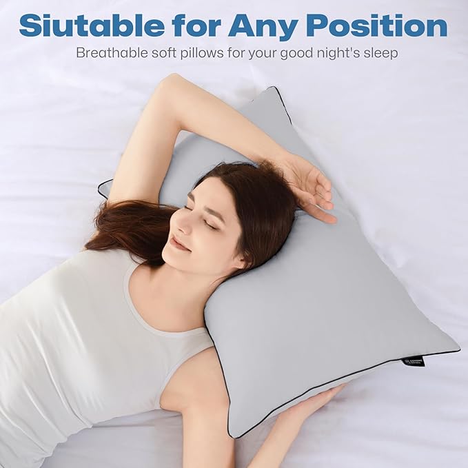 GOHOME Pillows Queen Size Set of 4 - Bed Pillows for Sleeping 4 Pack, Cooling Supportive Hotel Pillows with Premium Soft Down Alternative Fill for Side Stomach and Back Sleepers