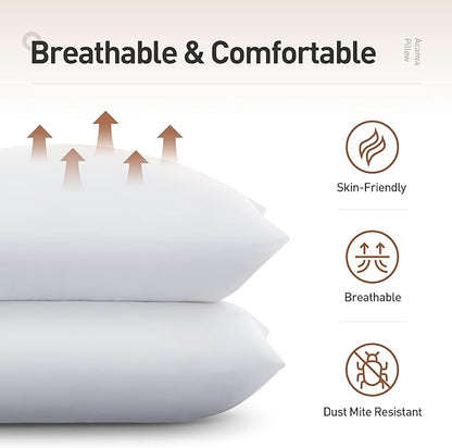 Acanva Bed Pillows 2 Pack Hotel Collection Luxury Soft Inserts for Sleeping-Breathable and Comfortable for Stomach Back Sleepers, Standard (Pack of 2),