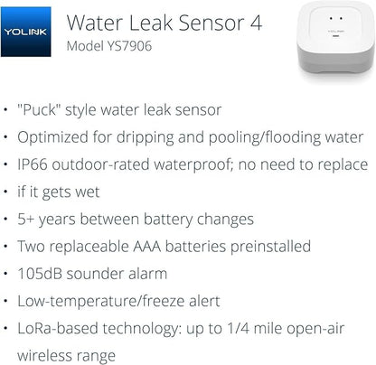 YoLink Smart Home Starter Kit: SpeakerHub & Water Leak Sensor 4 with 105dB Audio Alarm 2-Pack, SMS/Text, Email & Push Notifications, Freeze Warning, LoRa Up to 1/4 Mile Open-Air Range, w/Alexa, IFTTT