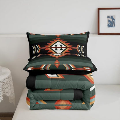 Erosebridal Southwestern Geometric Comforter Set Western Aztec Quilt Sets Boho Exotic Tribal Bedding Set Toddler Rustic Farmhouse Home Decor Bohemian American Native Bed Set 1 Pillow Case