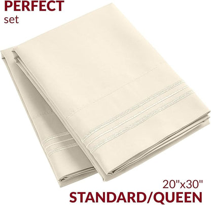Mellanni Pillow Cases - Luxury, Extra Soft, Cooling Pillow Covers - 2 PC Iconic Collection Pillowcases - Envelope Closure (Standard/Queen 20" x 30", Golden Ivory)