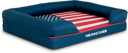 The Dog’s Bed Replacement Outer Cover, Oxford Fabric, Blue with Red Trim & USA Center Flag, Medium