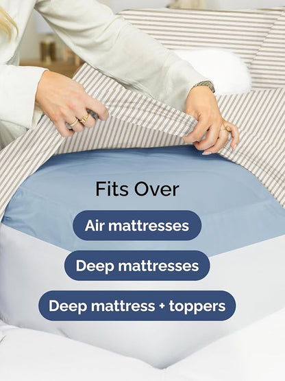Extra Deep Twin XL Sheet Set - 4 Piece Breathable and Cooling Sheets - Hotel Luxury Bedding for Women, Men, Kids & Teens - Easy Secure Fit - Soft & Wrinkle Free - Extra Deep Pockets - Beige Stripes