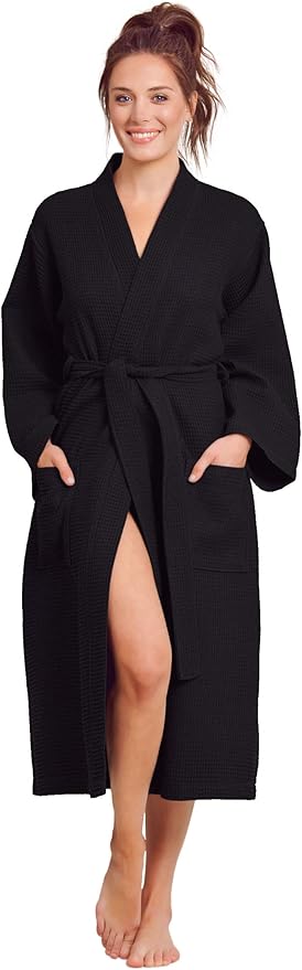 Luxurious Bathrobe for Women - Soft & Absorbent - Lightweigh & Comfort - Long & Kimono - Waffle & Cotton - Hotel/Spa Robe