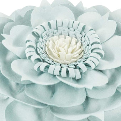 3D Flower Decorative Throw Pillow Handmade Round Pillow Cushion with Insert Included for Home Couch Bedroom Decor 13 x 13 Inch Blue