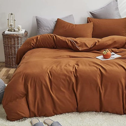 CLOTHKNOW Pumpkin California King Comforter Set 3Pcs Brown Rust Bedding Comforter Sets Soft Terracotta Comforter Caramel Comforter with 2 x Pillow Cases