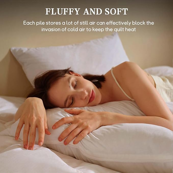 BHZ Goose Down Feather Pillows Queen Size Set of 4, Luxury Hotel Alternative Collection Bed Pillows for Sleeping Firm Soft Support for Side & Back Sleepers, White
