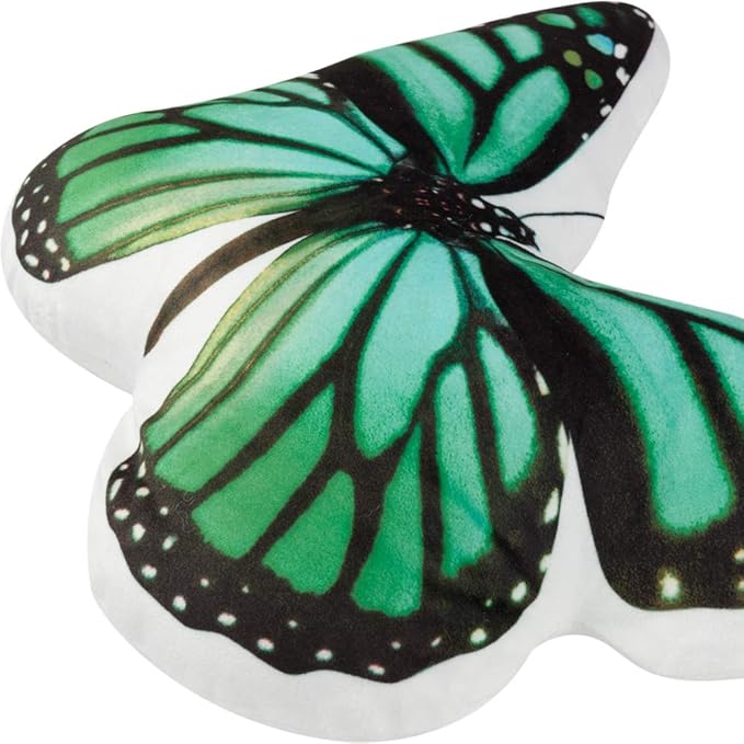 JWH 3D Butterfly Pillow Decorative Animal Throw Pillow Aesthetic Stuffed Plush Accent Pillow Case Colorful Pillowcase Cute Cushion Bed Couch Bedroom 13x15 Inch Black Green