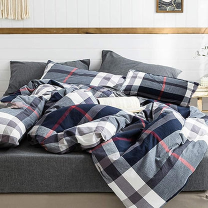 Cottonight Navy Plaid Comforter Set Full Dark Blue Bedding Comforter Set Buffalo Gingham Blanket Quilts Checkered Blue Soft Breathable Grid Bedding Set for Women Men Full Bed