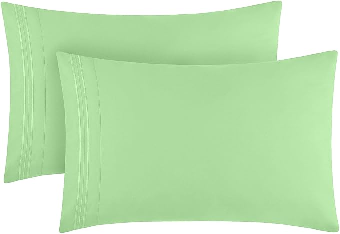 Mellanni Pillow Cases - Luxury, Extra Soft, Cooling Pillow Covers - 2 PC Iconic Collection Pillowcases - Envelope Closure (Standard/Queen 20" x 30", Pistachio)