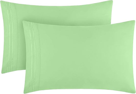 Mellanni Pillow Cases - Luxury, Extra Soft, Cooling Pillow Covers - 2 PC Iconic Collection Pillowcases - Envelope Closure (Standard/Queen 20" x 30", Pistachio)