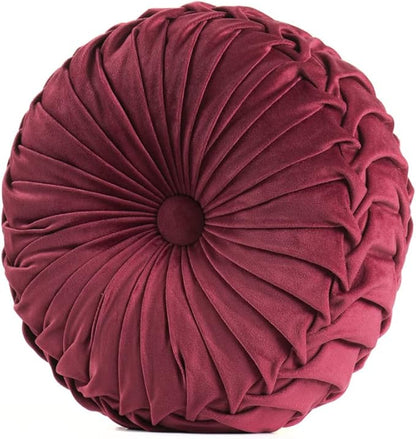 S_SSOY Round Throw Pillow for Couch Decorative 13"X13" Pumpkin Round Velvet Cushion for Sofa Bed Chair Floor Car Decorative (Red)