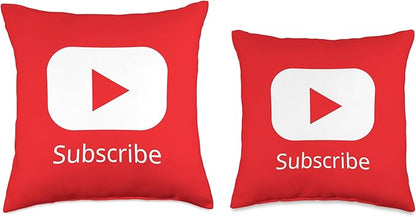Red Subscribe Video Blogger Play Button Throw Pillow