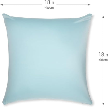 PILLOWY 18x18 Throw Pillowcase (Cover Only) -85/15 Nylon, Spandex -Luxurious, Silky, Stretchy & Soft - 1Pcs Solid Color -A Perfect Choice for Couch Chairs Sofa Bed Adult/Kids Bedroom, Sweat Baby Blue