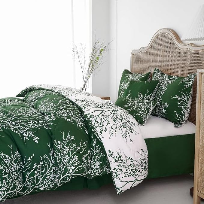 Spirit Linen 5 pcs Twin Comforter Set - Cozy Deep Sleep Microfiber Bedding Comforter Sets with Foliage Designed - Twin Bedding Sets with Pillow Shams (Hunter, Twin)