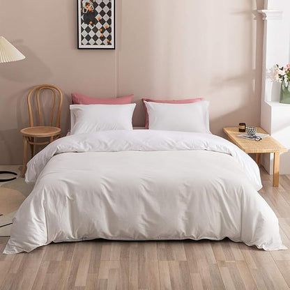 Wellboo White Comforter Sets Solid Color Bedding Comforter Set Women Men Soft Plain White Quilts Cotton Modern Durable Blankets Bedding Adults Teens Bed