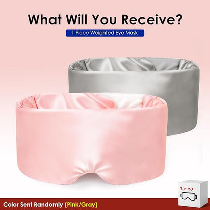 Weighted Eye Mask Mystery Box - 1 Piece Only, Silk Sleep Mask for Side Sleepers, Adjustable Buckle, Light Blocking, with Storage Pouch, Ideal for Travel & Sleep, Random Color (Pink/Gray)