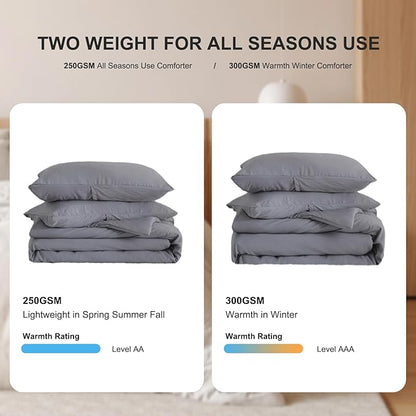 COTTEBED Ultra-Soft KING Sized Bedding Down Comforters Sets Dark Gray, All Seasons Use Lightweight Soft Fluffy Washed Cotton Microfiber - 1 Bed Comforter &2 Pillowshams (King/California Cal King,Grey)