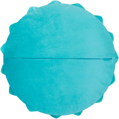 Decorative Throw Pillow 3D Flower Round Pillow Accent Handmade Cushion with Insert for Couch Bed Home Decor 14 Inch Teal