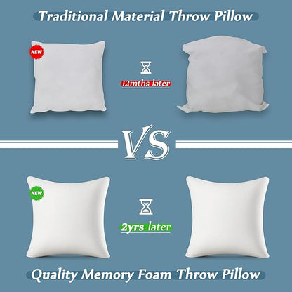 AM AEROMAX 22 ×22 Pillow Insert (Pack of 2) Memory Foam Throw Pillow Insert Sham Square for Decorative Cushion Bed Couch Sofa Without Deform After Longtime Use