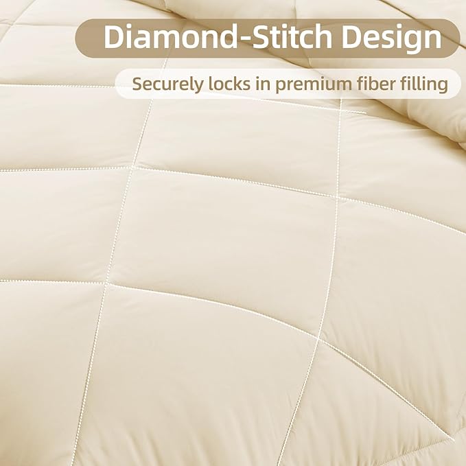 FUANNA 7 Pieces Queen Comforter Set, All Season Bed in a Bag Queen Size, Luxury Soft Bedding Sets with Comforter, Flat Sheet, Fitted Sheet, Pillowcases & Pillow Shams, Cream White