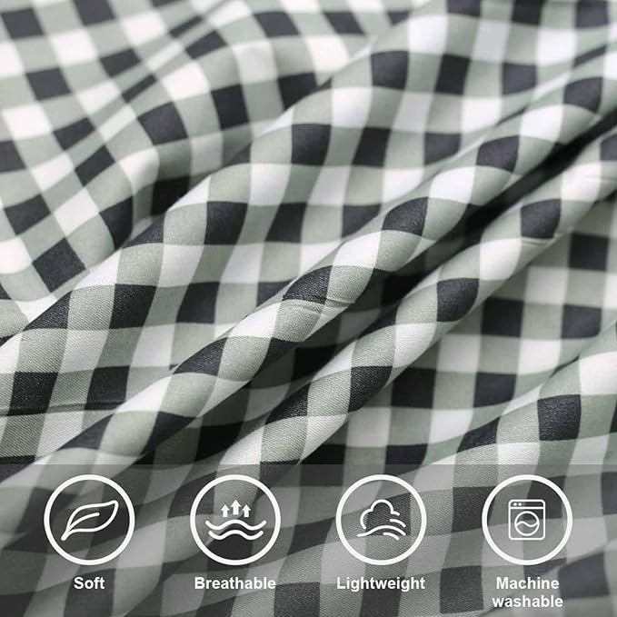 ETDIFFE Black Gingham Comforter Set King Size, 3 Piece Boho Grid Bedding Set - Soft and Lightweight Buffalo Checkered Plaid Microfiber Down Alternative Bed Comforter (104x90)