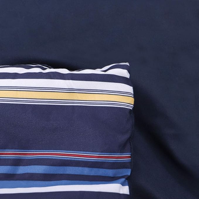 EMME Queen Comforter Set-Bed in A Bag Striped, 7 Piece Navy Red Bedding Sets Queen Size with Sheets, Full Size Comforter, Pillowcases&Shams, Soft Down Alternative Bed Set for All Season