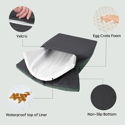 BALANCE Dog Crate Bed, Orthopedic Dog Bed Pad with Waterproof Liner, Washable Crate Foam Pet Mat for Large, Medium, Puppy Dogs Breeds, Mint Leaf, 30"x19"x1.6"