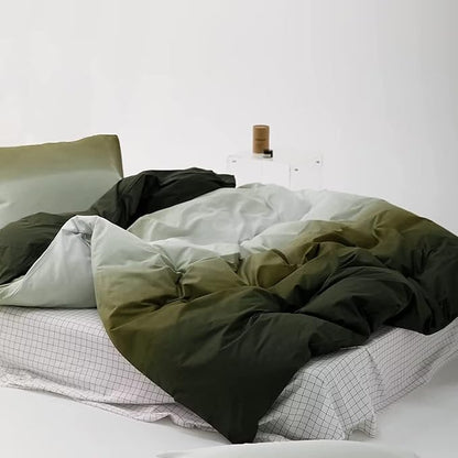 Houseri Gradient Green White Comforter Set Queen Olive Green Bedding Comforter Queen Size Teen Boys Girls Army Green Queen Size Comforter Sets Women Aesthetic Light Dark Green Bedding Comforters Queen
