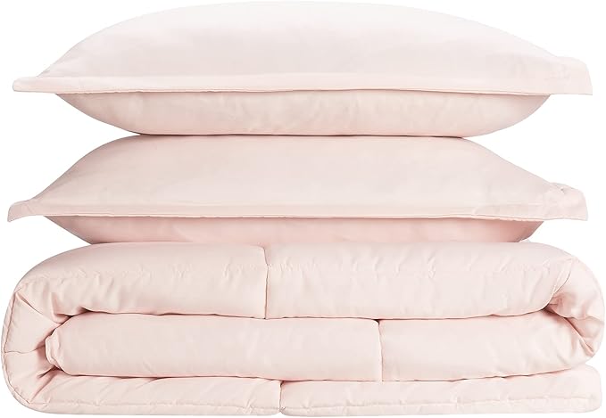 SERTA Simply Clean Ultra Soft Hypoallergenic Solid 3 Piece Comforter Set, King, Blush