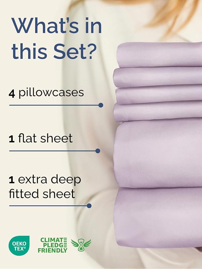 Extra Deep King Sheet Set - 6 Piece Breathable and Cooling Sheets - Hotel Luxury Bedding for Women, Men, Kids & Teens - Easy & Secure Fit - Soft and Wrinkle Free - Extra Deep Pockets - Light Lavender