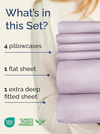 Extra Deep King Sheet Set - 6 Piece Breathable and Cooling Sheets - Hotel Luxury Bedding for Women, Men, Kids & Teens - Easy & Secure Fit - Soft and Wrinkle Free - Extra Deep Pockets - Light Lavender