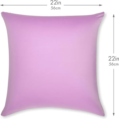 PILLOWY 22"x22" Throw Pillowcases (Cover Only) - 85/15 Nylon, Spandex - Luxurious, Silky, Stretchy & Soft - 1Pcs Solid Color - A Perfect Choice for Couch Chairs Sofa Bed Adult or Kids Bedroom, Purple
