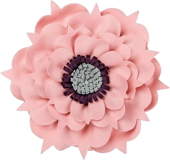 3D Flower Decorative Throw Pillow Accent Handmade Round Pillow Cushion with Insert for Home Couch Bedroom Decor 13 x 13 Inch Pink