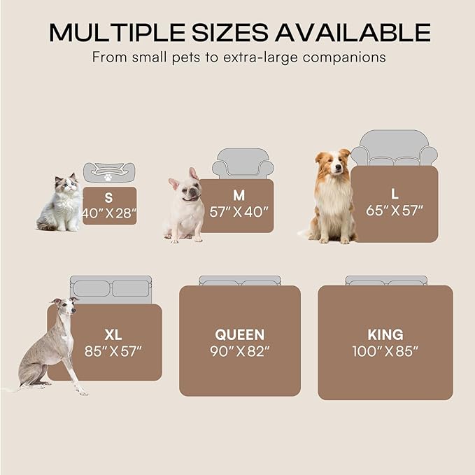 Luciphia Waterproof Pet Blanket, Liquid Pee Proof Dog Blankets for Sofa Bed Couch, Reversible Sherpa Fleece Furniture Protector Cover for Small Medium Large Dogs Cats,Khaki Small（40" x 28"）
