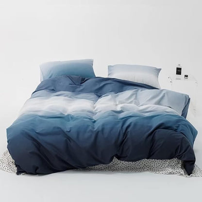 Cottonight Blue Gradient Comforter Set King Blue and Navy Gradient Bedding Comforter Set Aesthetic Blanket Quilts Breathable Sunset Color 3 Piece Bedding Comforter Set