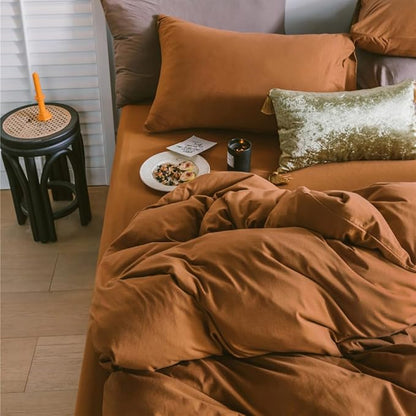 Wellboo Pumpkin Color Comforter Set California King Solid Terracotta Comforters Cal King Size Plain Burnt Orange Bedding Cotton Women Rust Caramel Quilts Blankets Dusty Cinnamon Brown Warm Bedding