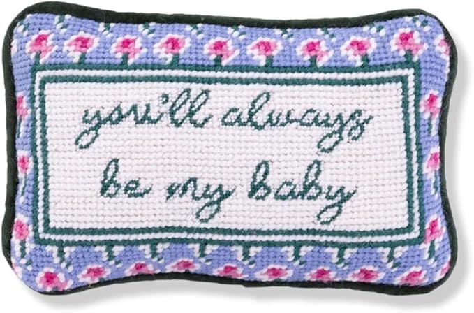 FURBISH Needlepoint Decorative Throw Pillow - Be My Baby - 5" x 8" - Mini Embroidered Accent Pillow for Bed, Chair, Couch, Sofa - Eclectic Home Decor