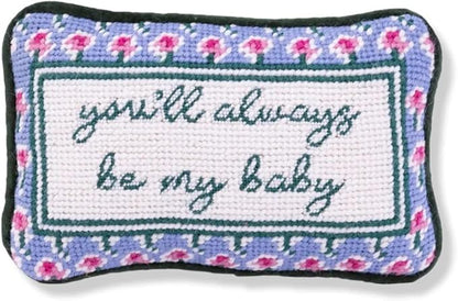 FURBISH Needlepoint Decorative Throw Pillow - Be My Baby - 5" x 8" - Mini Embroidered Accent Pillow for Bed, Chair, Couch, Sofa - Eclectic Home Decor