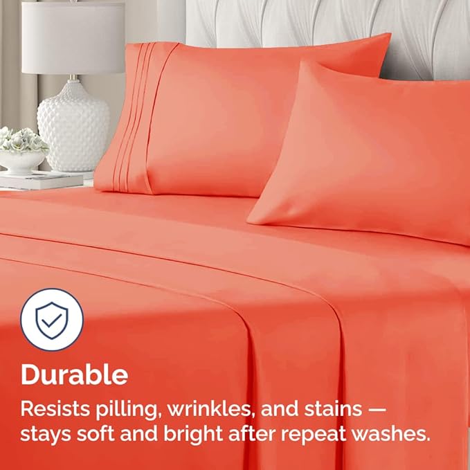 King Pillow Cases Set of 2 - Ultra Soft Hotel Quality Pillowcase Covers - Comfy, Cozy & Wrinkle Free - Shrinkage, Stain and Fade Resistant - Machine Washable Pillow Protectors - 2 Piece Set - Coral
