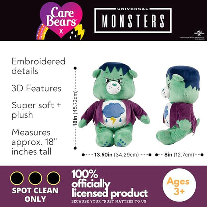 Care Bears x Universal Monsters Grumpy Bear Frankenstein Monsters Halloween Bedding Super Soft Cozy Decorative Cuddle Pillow, (Officially Licensed Product) by Franco Collectibles