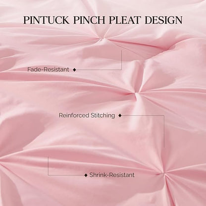 Andency Pink Comforter Set King(104x90Inch), 3 Pieces Soft Lightweight Cute Pinch Pleat Bedding Comforters & Sets, All Season Western Warm Down Alternative Bed Set for Girls Women