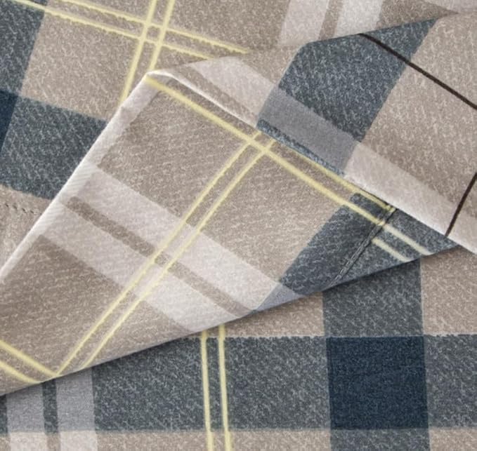 SDY 7PCS Full Gingham Comforter and Sheet Set，Plaid Bedding Set with 1*Comforter,1* Flat Sheet, 1*Fitted Sheet,2*Pillowcases and 2*PillowcaseShams，Super Soft Microfiber Bedding Sheet Sets