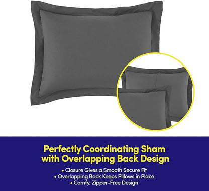 Twin XL Comforter Set College Dorm Bedding Bundle (Twin XL) – Dorm Upgrade with Comforter, Mattress Protector, Sheet Set & Pillow Sham — Stylish Quilted Stripe for Students & Shared Rooms, Charcoal