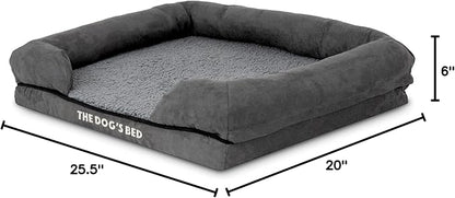 The Dog’s Bed Orthopedic Memory Foam Dog Bed with Bolsters, Plush Fabric, Grey Plush, S