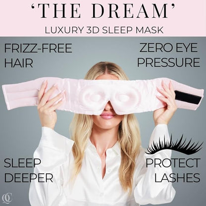 3D Silk Sleep Mask, Sleep Longer in Total Darkness and Comfort. Total Blackout Liner Blocks Light, Lightweight, 100% Natural Silk Eye Mask, Foam Countour, Eyelash Sleep Mask (Prosecco Pink)
