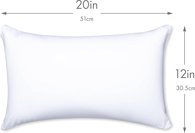 PILLOWY 12"x20" Throw Pillowcases (Cover Only) - 85/15 Nylon, Spandex - Luxurious, Silky, Stretchy & Soft - 1Pcs Solid Color - A Perfect Choice for Couch Chairs Sofa Bed Adult or Kids Bedroom, White
