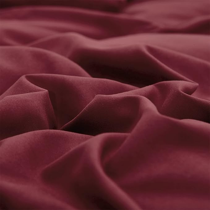 KAREVER Burgundy Comforter Set Cal King Size Dark Red Bedding Set Soft Durable Beddig Set Women Lightweight Plain Burgundy Blanket Men Breathable Dark Red Bed Comforter Set