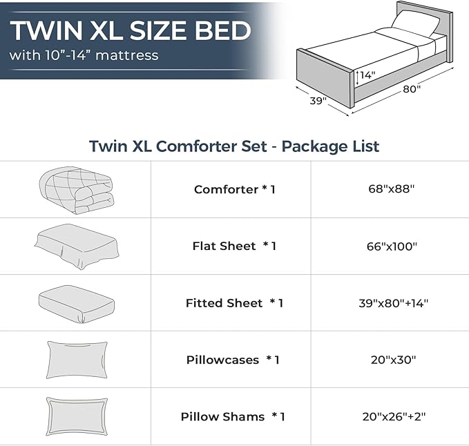 HEVUMYI Oatmeal Twin-XL Comforter Set - 5-Piece All Season Bed in a Bag Twin-XL, Ultra Soft Bedding Set with Comforter, Flat Sheet, Fitted Sheet, Pillowcases, Pillow Shams